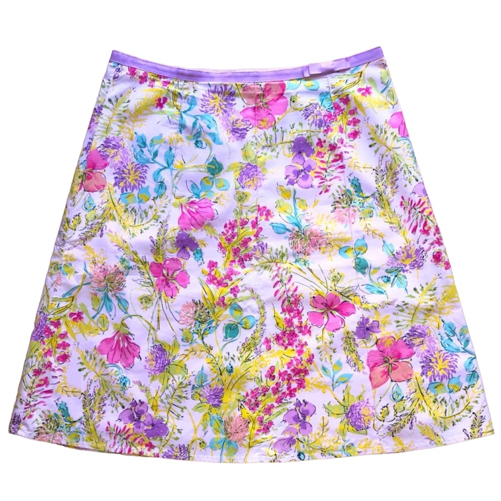 Purple floral A-line skirt